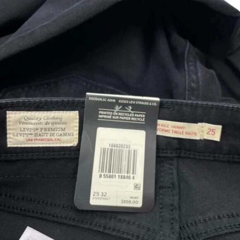 Levi's 721 High Rise Skinny Jean Size 25 Long Shot - Black - Picture 3 of 8